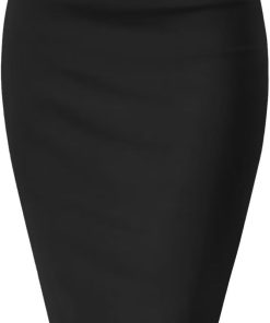 Hybrid & Company Women's Premium Nylon Ponte Stretch High Waist Pencil Suit Skirt Below Knee