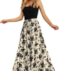 Alternative view of Women's Flowy Maxi Skirt Summer Pleated High Waisted Casual Long Skirts with Pockets