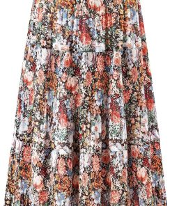 Basoteeuo Womens Skirts Chiffon Pleated High Waisted Maxi Elastic Waist A-Line Long Trendy Summer Casual Ladies Skirt
