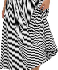 LOMON Midi Skirts for Women with Pockets A-Line Cotton Flowy Elastic Waist | Maxi Skirt Boho Summer Beach Casual Dress Outfit