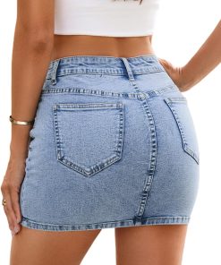 Alternative view of LOLILRSD Denim Skirt Mini Low Waist Jean Skirts for Women Casual Stretch Y2K with Pockets